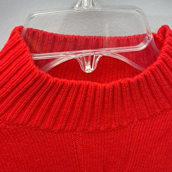 Norm Thompson Red Turtleneck Chunky Swirl Ribbed Hem Grandpacore XL Sweater